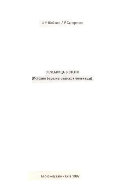 Лечебница в степи История Березнеговатской больницы
